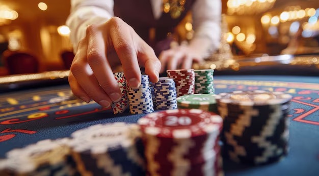 Live dealer table game interface showing croupier, cards, and betting controls on mekar 99